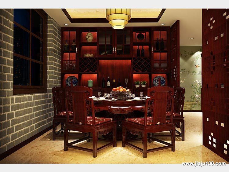 新中式风格餐厅的家具对称