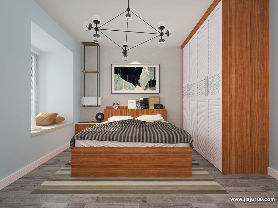 卧室木纹实木床