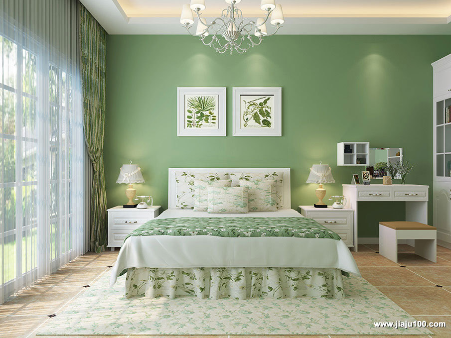 绿色清新系列卧室设计效果图