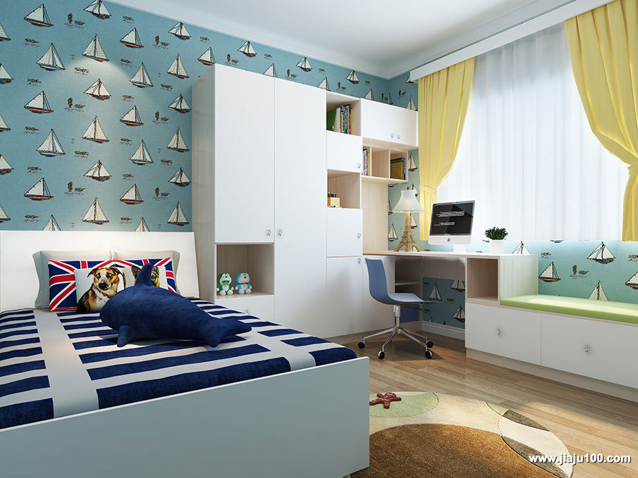 地中海风格儿童房整体家具设计图