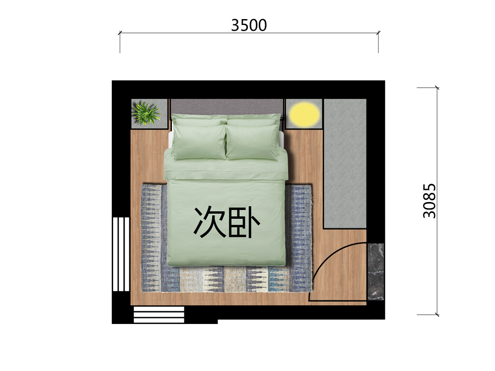 9平米次卧家具设计户型图
