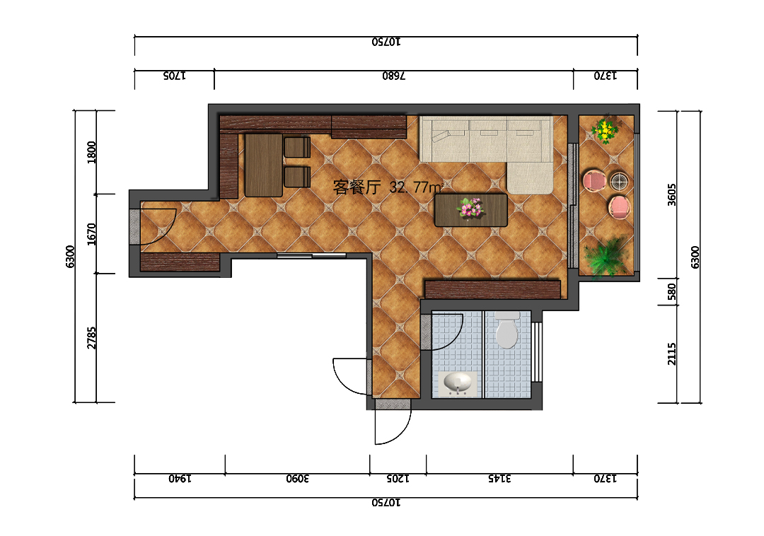32平客餐廳設(shè)計(jì)戶型圖