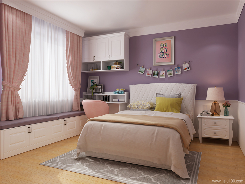 欧式粉紫色系列搭配白色柜体风格