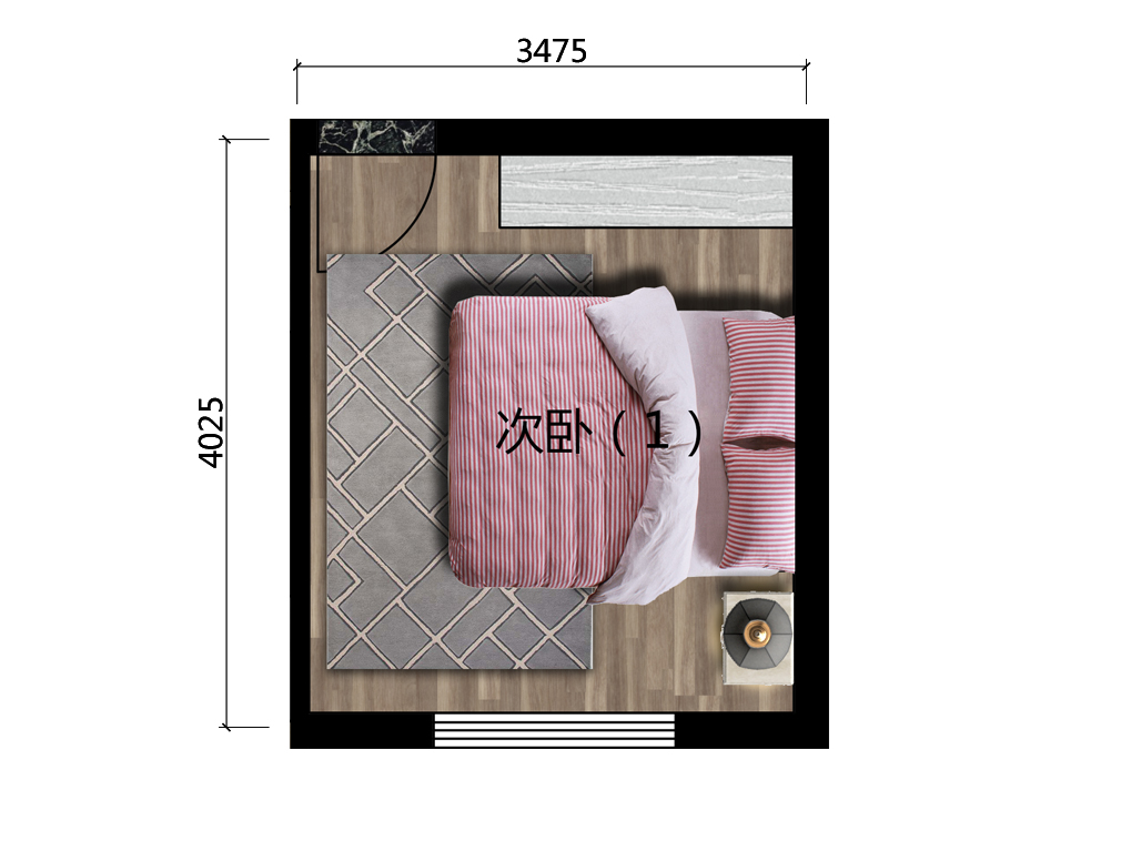 12.5平米卧室平面户型图