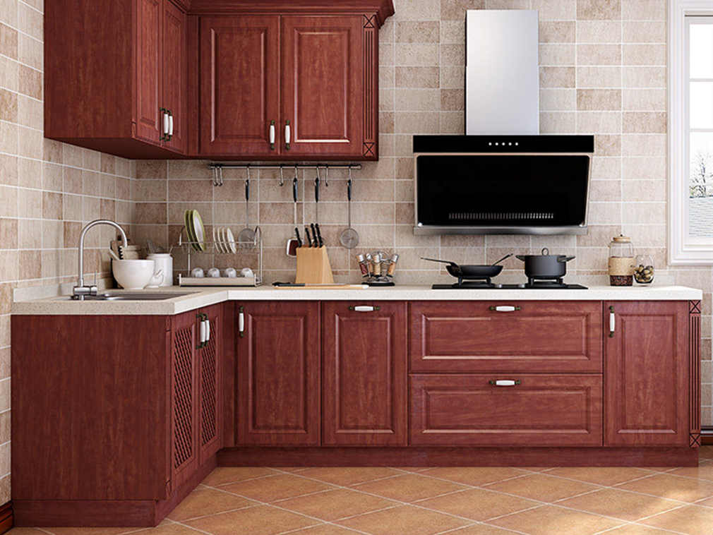 诗尼曼 厨房橱柜整体定制现代简约美式开放式石英石台面厨柜定做