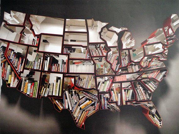 地图形状的书架