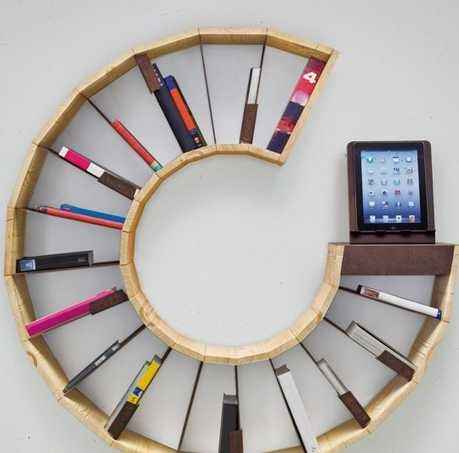 环形书架，两个圆中间的地方用来放书