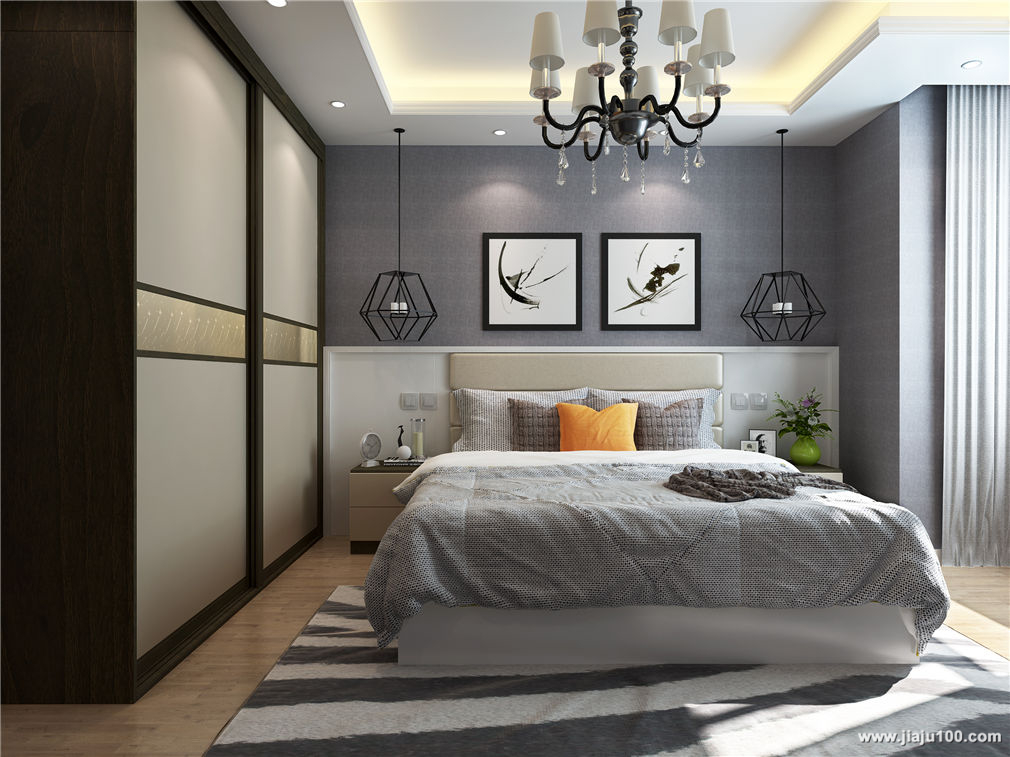 现代时尚主卧效果图