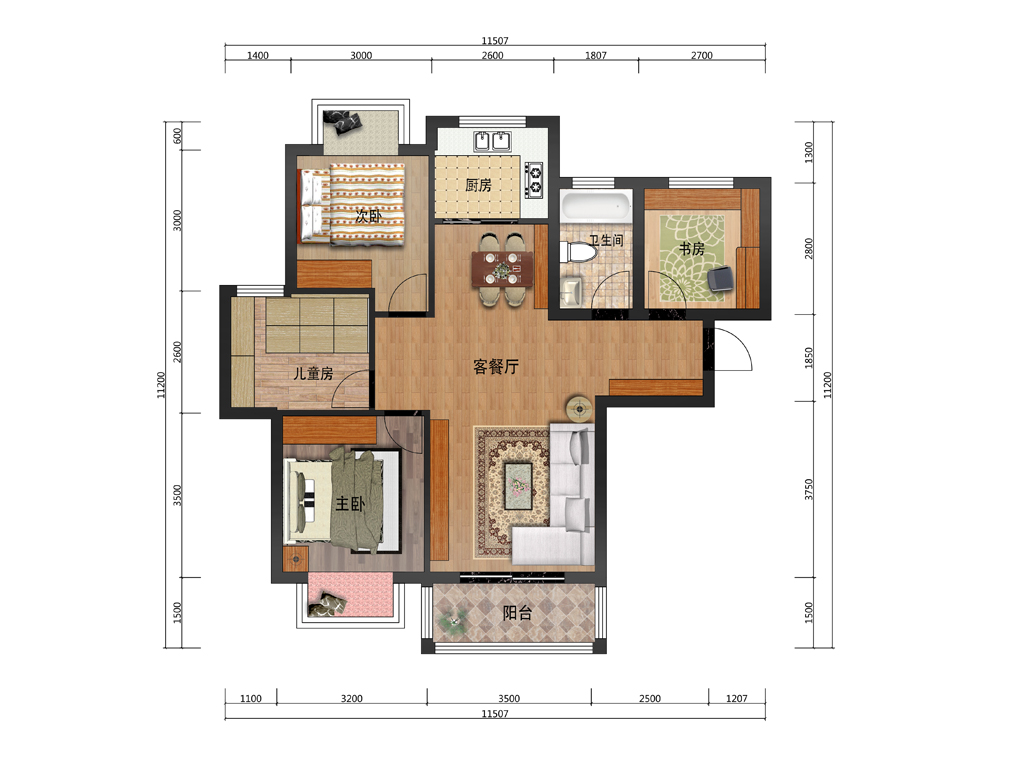 安徽宣城东方福邸4房2厅103m²全屋户型图