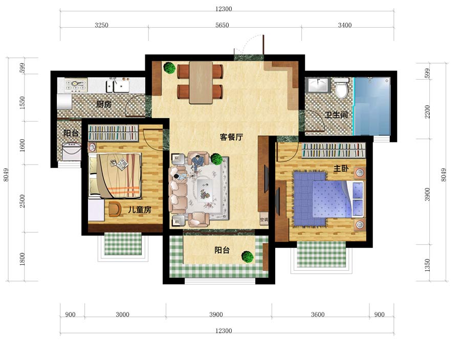 戶型：兩房兩廳86㎡