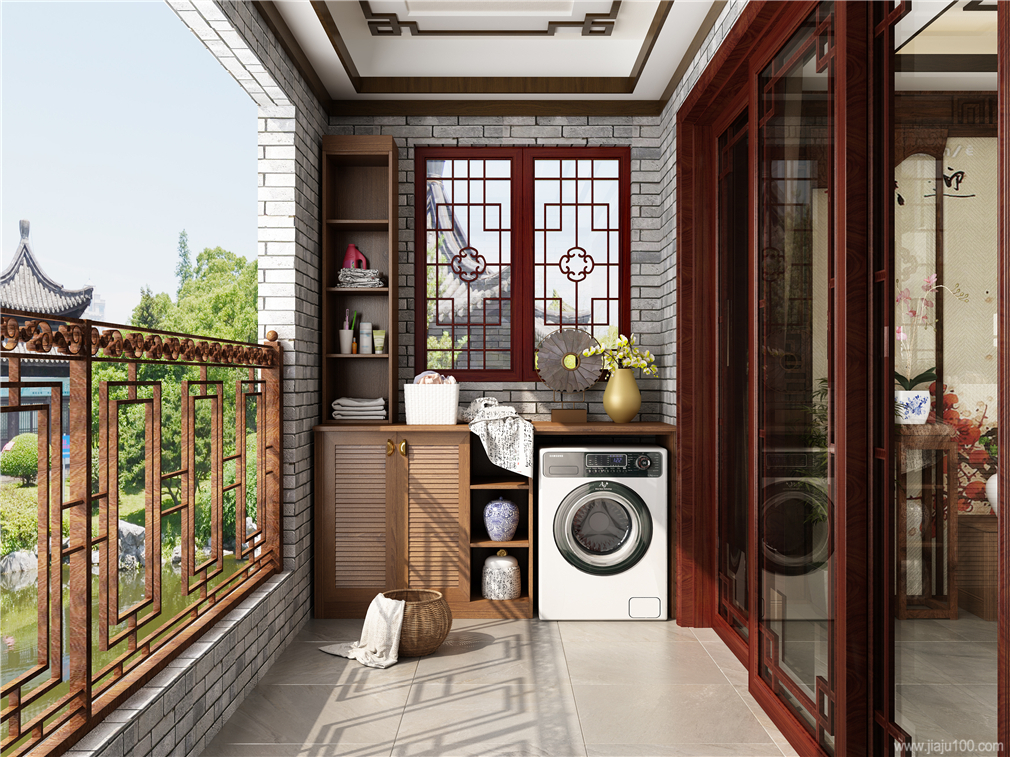 中式风格阳台柜设计