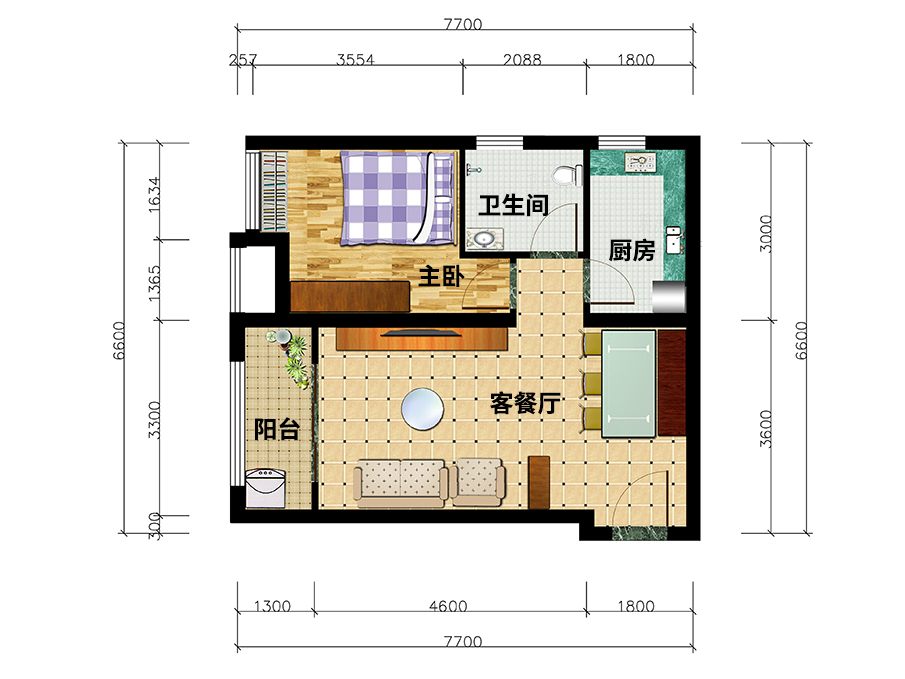 北京早安北京一房两厅全屋定制家具平面设计图
