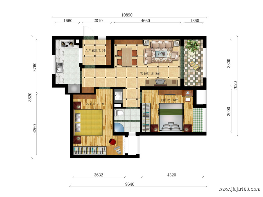 重庆万科悦湾两房两厅全屋定制家具平面设计图